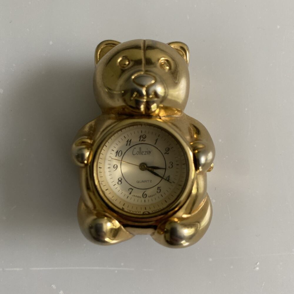 Vintage Milan Teddy Bear Figurine Mini Clock